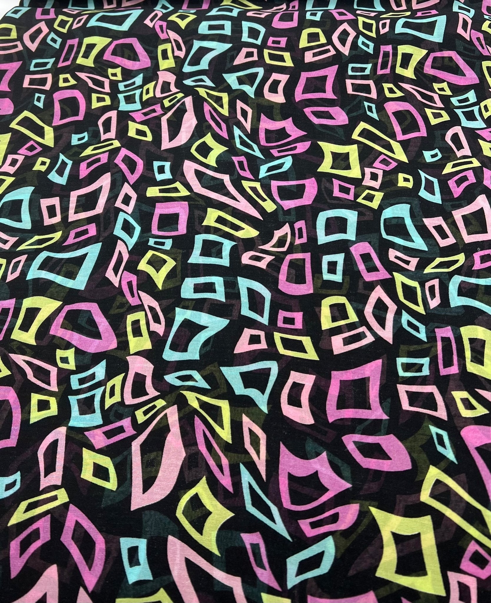 Multi Colour Shape Print Chiffon Sheer Dress Fabric - T9 Fabrics